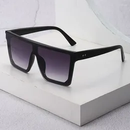 Sunglasses Retro Big Frame Women Brand Black Square Gradient Uv400 Cool Men One Piece Designer 2024