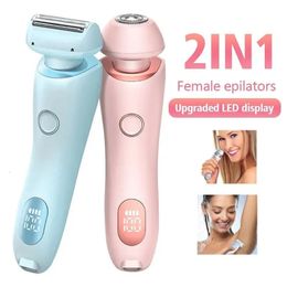 Female electric shaver 2-in-1 bikini trimmer shaver to remove underarm and leg female body trimmer IPX7 waterproof 240429