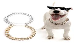 Gold Silver Chain Teddy Dog Collar Pet Law Bucket of Small and Medium Cuban Link Necklace pet dog accessories3602556