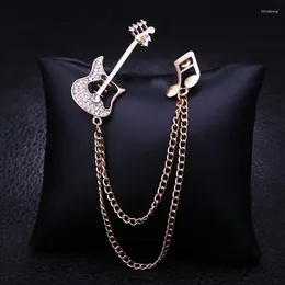 Brooches Delicate Guitar Note Brooch Suit Accessories For Men Fashion Shirt Collar Tassel Chain Lapel Pins Jewelry Party Gifts
