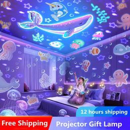 Lamps Shades Starry Projector Night Light Rotating Sky Moon Lamp Galaxy Lamp Home Bedroom Decoration Starlight Christmas Lights for Kids Gift Y2405201QH6