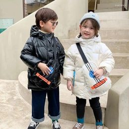 Down Coat Children Winter Jacket Boy Autumn Printed Guitar Waterproof Shiny Hooded Little Outerwear Duck Kids Girl Parka