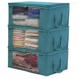 Storage Bags 3PC Quilt Bag With Lid Foldable Dust-Proof Box Large-Capacity For Clothes Closet