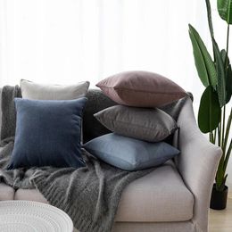 Pillow 45x45cm Plain Colour Linen Cover Decorative Throw Sofa Backrest Square Case Bed