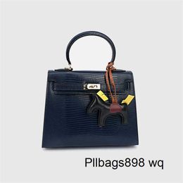 Platinum Lizard Leather Handbag 7A Kliys Temperament Stable Control FieldLizard Pattern Genuine Leather Matching Bag One Shoulder Ver