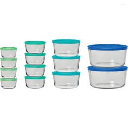 Storage Bottles Anchor Hocking SnugFit 26 Piece Glass Food Containers With Lids Mixed Blue