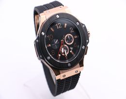 NEW Luxury brand AAA men039s automatic mechanical watch BIG gold stainless steel grid dial black rubber strap BANG designer wri3212836