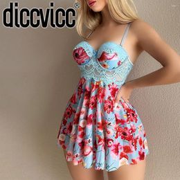 Women's Sleepwear Diccvicc Sexy Nightgown Woman Print Floral Romantic Lingeries Attractive Summer Pajamas Intimate Babydoll Dresses