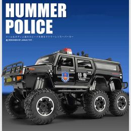 Diecast Model Cars 1 32 Hummer H2 6X6 Police Car Alloy Car Model Diecasts Metal Toy Modified Off-road Vehicles Car Model Sound and Light Kids Gift Y240520KT6Q