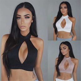 Women's Tanks Camis Summer Hot Women Sexy Off Shoulder Bustier Tank Vest Tube Crop Tops Bodycon Solid Clubwear Hole Strapless Bra Tank Vest Outwear Y240518