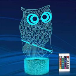 Lamps Shades Animal Owl 3D Nightlight Bedroom Nightlight Cute Bird Toy Nightlight Creative New Strange Gift Desk Lamp USB Atmosphere Light Y240520NCS3