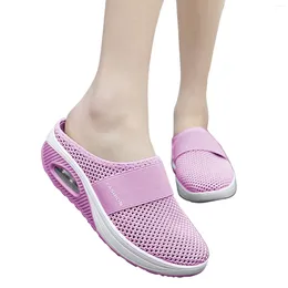 Slippers Women Air Cushion Slip-On Walking Shoes-Breathable With Arch Support Knit Casual Shoes Sandals Woman Summer 2024
