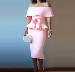 Pink Two Piece Set Women Party Date Night Dress Off Shoulder Peplum Ruffles Sashes 2 Piece Outfits for Women Skirts and Top 2XL 217989947