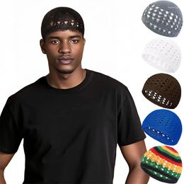 Berets Kufi Hats Beanie Prayer Cotton Women Men Hand-crocheted Comfortable Beanies Skull Cap Islamic Fashion Accessories