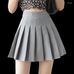 Skirts Minimalist Summer Solid Colour Women's Clothing Elastic Waist Pleated Korean Casual Versatile Slim Fit High A-line