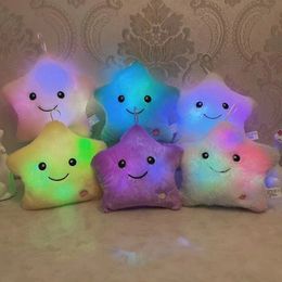 Creative Toy Luminous Pillow Soft Stuffed Plush Glowing Colourful Stars Cushion Led Light Toys Gift For Kids Children Girls 240508