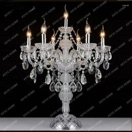 Table Lamps 7 Heads Luxruy LED E14 Candle Fashion Crystal Living Room Bedroom K9 Top Beside Lighting Fixture
