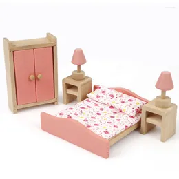 Party Favor Living Room Bed Kitchen Kids Solid Wood Dollhouse Miniature Furniture Doll House Accessories