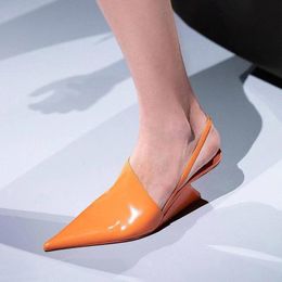 postage Designer Latest wedge heel sandals Fashion Luxury Patent Leather Back Strap heeled Large womens shoes 3541 65cm Hig6250181