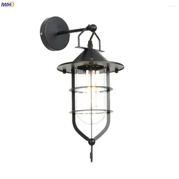 Wall Lamp IWHD American Style Industrial Light Fixtures Bar Cafe Bedroom Stair Mirror Loft Decor Glass Vintage Sconce LED