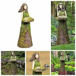 Other Bird Supplies Fairy Tale Forest Girl Feeder Outdoor Garden Statue Courtyard Lawn Decoration Resin Crafts