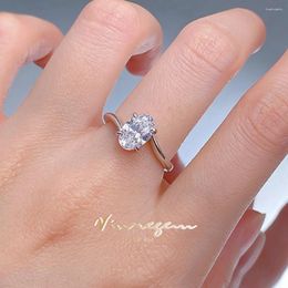 Cluster Rings Vinregem 6 9 MM Oval Cut Lab Created Sapphire Gemstone Women Ring 925 Sterling Silver Wedding Engagement Fine Jewellery