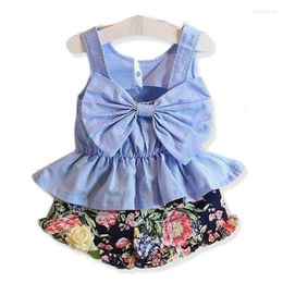 Clothing Sets R&Z 2024 Toddler Kids Baby Girl Floral White Blouse Skirts Summer Short Sleeve 2PCS Infant Clothes 2-7 Years