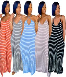 Summer Dress Maix Dresses Sleeveless Scoop Neck Striped print loose casual suspender skirtvest tshirt plus sizeSMLXL2XL6179668