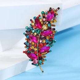 Brooches Sparkling Colourful Rhinestones Leaf Metal Vintage European American Royal Crowns Crystal Leaves Jewellery Pins Tie Clips