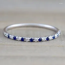 Cluster Rings S925 Sterling Silver Real Natural Sapphire Ring Engagement Wedding Jewellery For Women Anillo Bizuteria Bijoux Jewellery