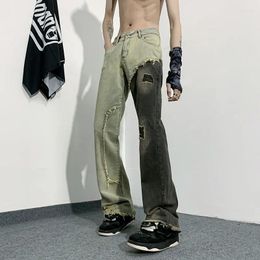 Men's Jeans Mens Ripped Baggy Spring Summer Hollow Out Loose Distressed Trousers Men Wide Leg Pants Male Hip Hop Oversize B238