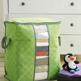 Storage Bags Bamboo Charcoal Clothes Bedding Duvet Zipped Pillows Non Woven Bag Organizer For Pillow Quilt Blanket