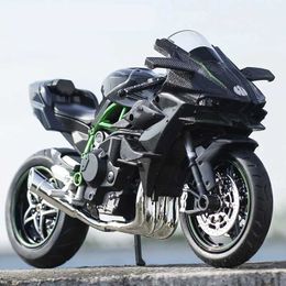 Diecast Model Cars 1 12 KAWASAKI H2R Alloy Racing Motorcycle Simulation Metal Street Race Motorcycle Model Sound And Light Collection Kids Toy Y24052019YY