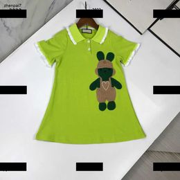 Top High quality polo shirt dress Girl Clothing Pleated lace design Kids Dress Baby Child skirt Summer Cute Animal Print skirt