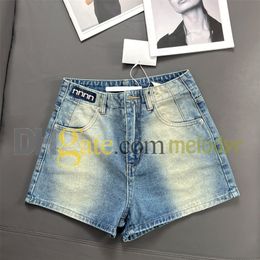 Embroidery Letter Shorts Retro Gradient Colour Denim Shorts Sexy High Waist Slim Short Jeans Summer Brand Jean Pants