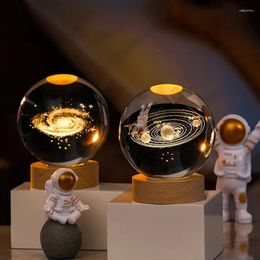 Table Lamps USB Power 3D Crystal Ball Lamp Moon Galaxy LED Bedroom Night Lights For Desktop Decor Atmosphere Light Children's Gifts