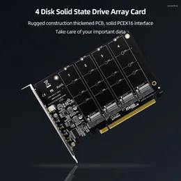 Computer Cables 4 Port M.2 NVME SSD To PCIE X16 Hard Drive Converter 4X32Gbps Reader Expansion Card Support 2230/2242/2260/2280 LED