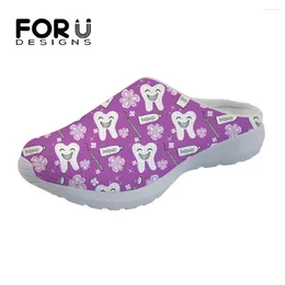Slippers FORUDESIGNS Cartoon Cute Dentist Pattern Summer Women Casual Fashion Comfortable Mesh House Sandals For Ladies Shoes