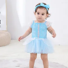 Girl Dresses Infant Baby Romper Clothes Ruffle Sleeveless Born Bodysuit With Headband Summer Jumpsuit Toddler Outfit Kids'