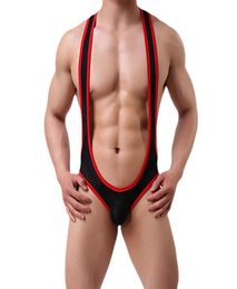 Sexy Mens Undershirt Mesh Bodysuit Jockstrap Open BuPajamas Briefs Underwear style Leotard Wrestling Singlet Swimsuit New9479839