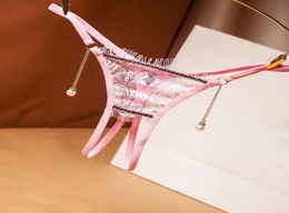 Lace floral Thongs G Strings Pearl open crotch panties low rise T back sexy lingerie Women underwear will and sandy new7814258