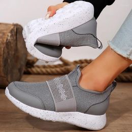 Casual Shoes Rhinestone Design Ladies Sports 2024 Summer Fashion Soft Bottom Mesh Breathable Women's Sneakers Zapatos De Mujer