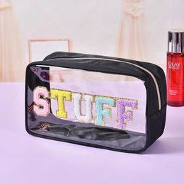 Cosmetic Bags Waterproof Transparent PVC Towel Embroidered Letter Travel Toiletries And Cosmetics Storage Bag