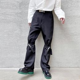 Men's Pants Spring Loose Straight Leg Personality Ribbon Design Trousers Fashion Trend Large Size Casual