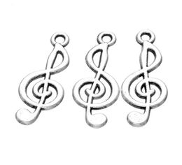 1000pcs 2510mm DIY Jewellery antique silver Colour Alloy treble clef art symbol Music note charms pendant for bracelet necklace4091864