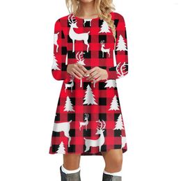 Casual Dresses Christmas Print Women's Hoodie Loose Fit Hooded Pullovers Dress Female Soft Cotton Sweatshirt Long Robe