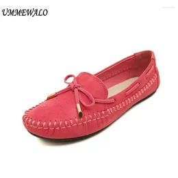 Casual Shoes Women Soft PU Leather Flat Slip On Bow Loafer Ladies Rubber Sole Driving Moccasin