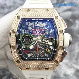 Titanium RM Wrist Watch RM11-02 Rose Gold Chronograph Dual Time Zone Mechanical Watch