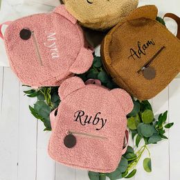 64EQ Backpacks Personalized embroidered childrens backpack lightweight plush bear bag childrens customized name backpack gift d240521