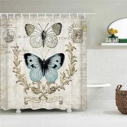 Shower Curtains High Quality Retro Flowers Butterfly Printed Fabric Waterproof Bathroom Curtain Decor With 12 Hooks